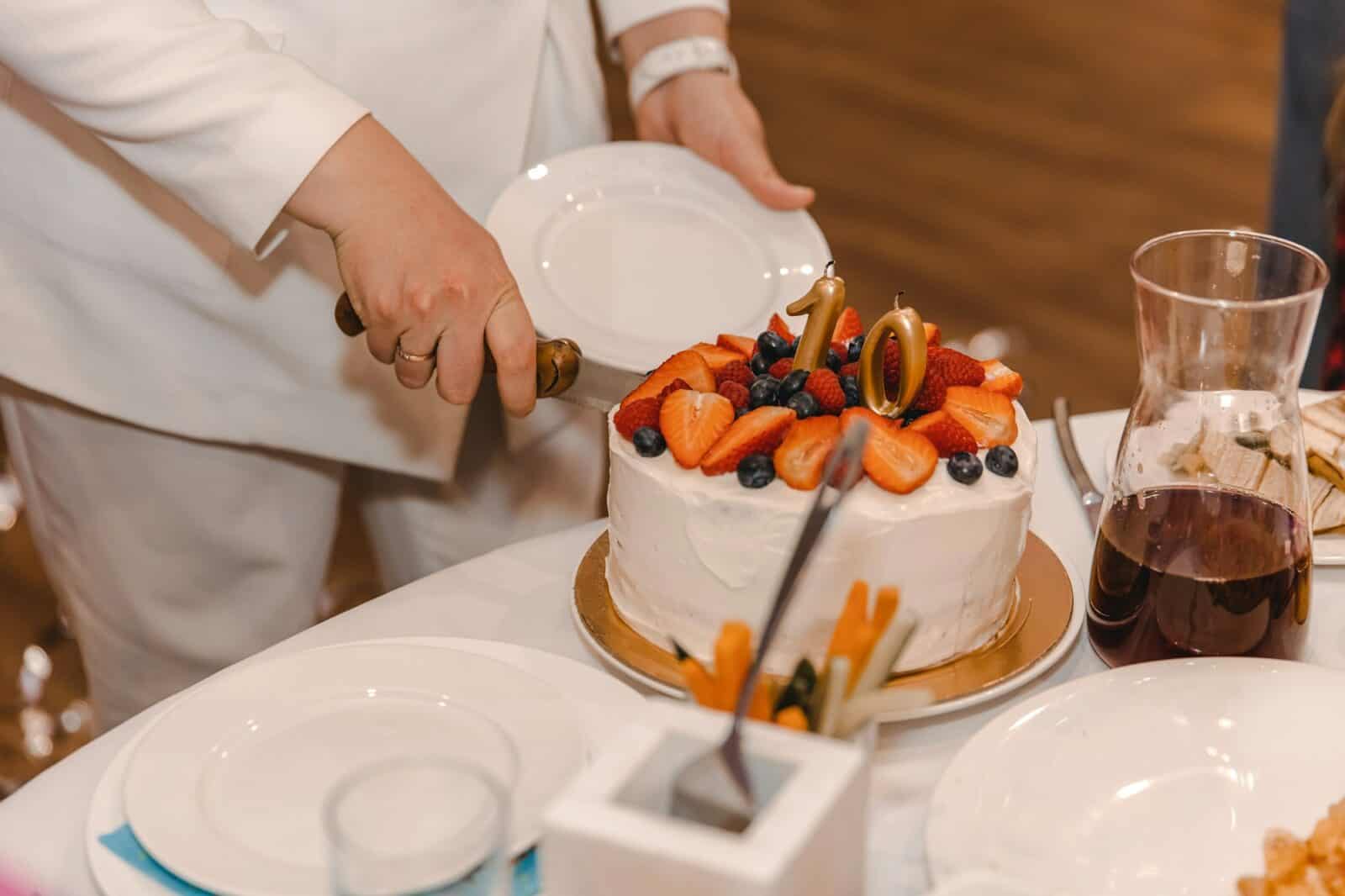 Birthday cake cream and fruits